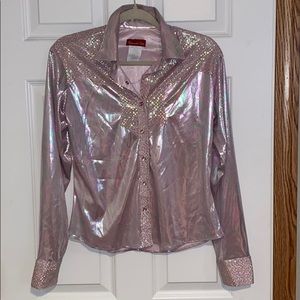 Vintage Holographic Pink Western Shirt!